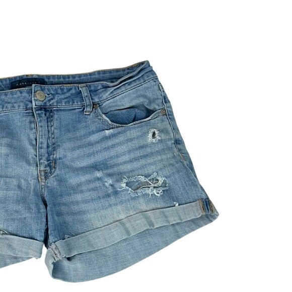 Aeropostale Y2K Low Rise Midi Distressed Blue Denim Summer Jean Shorts Size 12 - Picture 3 of 13
